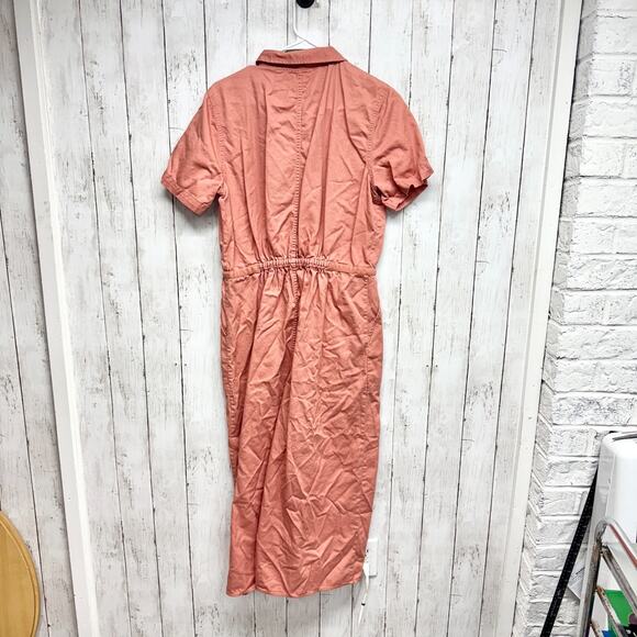 Madewell Jumpsuit Women 14 Collared Button Front Short Sleeve Wide Leg Utility - Picture 7 of 7